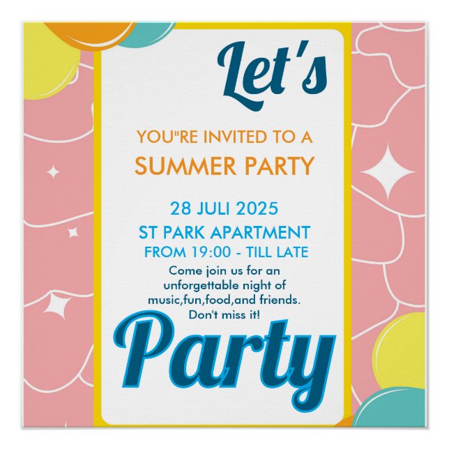 Póster let's party (Frente)