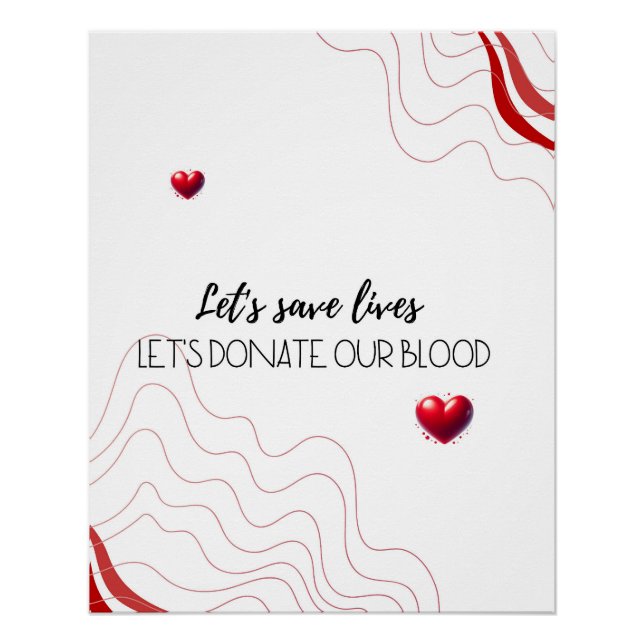 Póster Let's Save Lives – Donate Blood Minimalist Graphic (Frente)