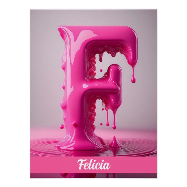 Póster Letter F, Monogram F - Customizable Name Poster  (Frente)