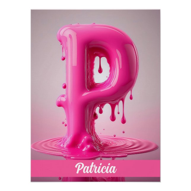 Póster Letter P, Monogram P  - Customizable Name Poster  (Frente)