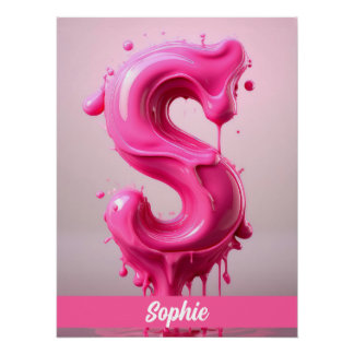 Póster Letter S, Monogram S - Customizable Name Poster