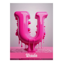 Póster Letter U, Monogram U - Customizable Name Poster