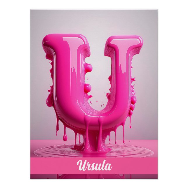 Póster Letter U, Monogram U - Customizable Name Poster  (Frente)