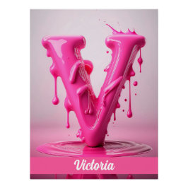 Póster Letter V, Monogram V - Customizable Name Poster
