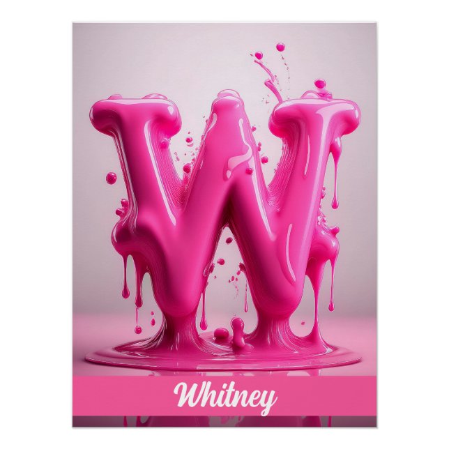Póster Letter W, Monogram W - Customizable Name Poster  (Frente)