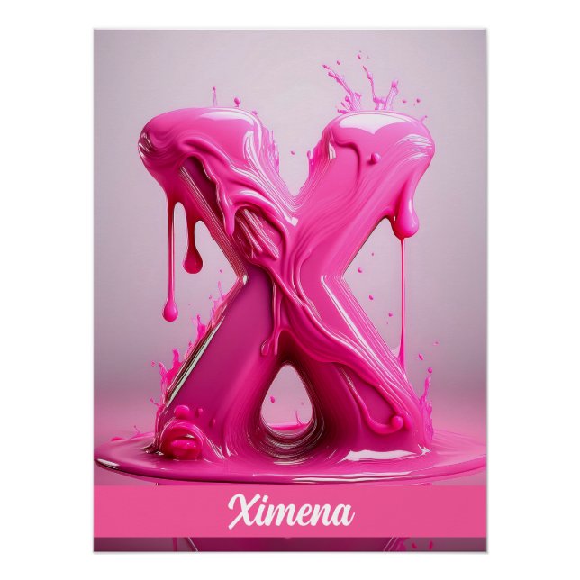 Póster Letter X, Monogram X - Customizable Name Poster  (Frente)