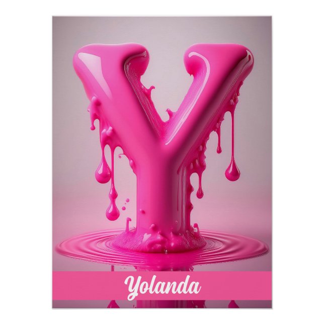 Póster Letter Y, Monogram Y - Customizable Name Poster  (Frente)