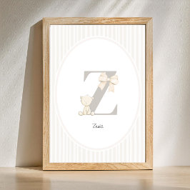 Poster Letter Z Nursery Wall Art - Custom Baby Name Print