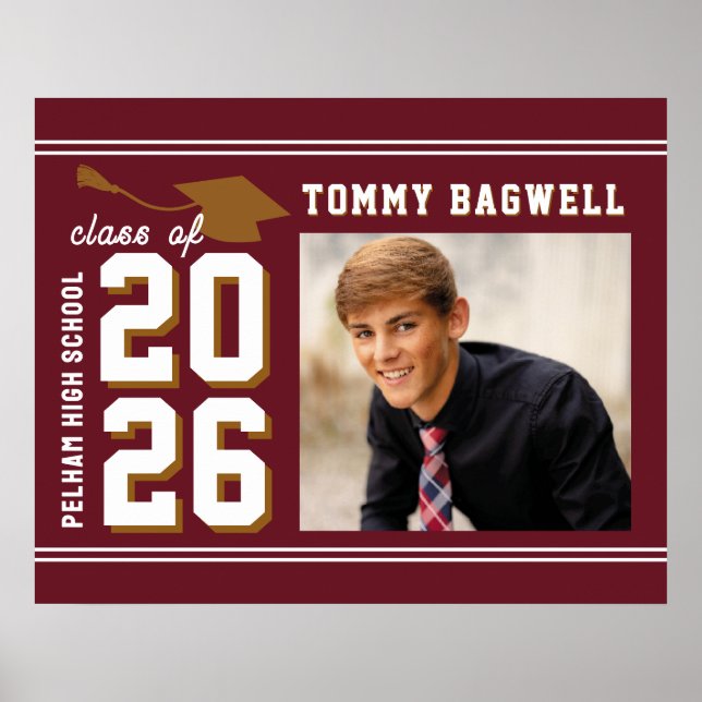 Poster LETTERMAN GRAD school colors MAROON  (Frente)