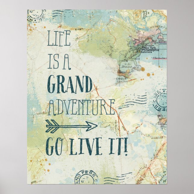 Póster Letterpress USA Map (Frente)