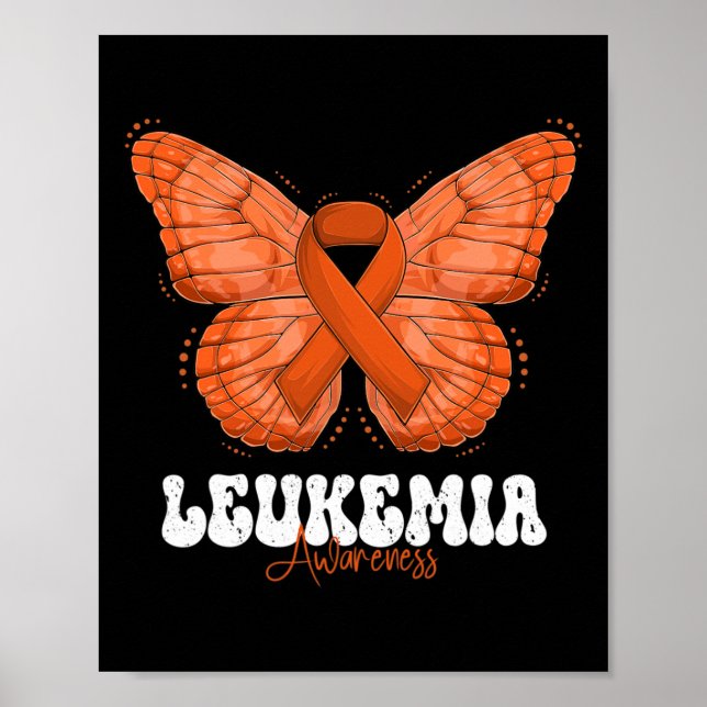 Poster Leucemia Consciência Mês Faixa Laranja Borboleta (Frente)