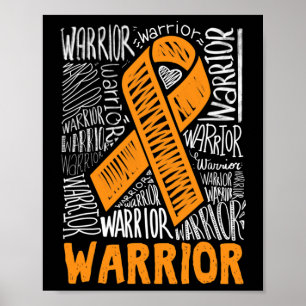 Poster Leucemia Guerreiro do Cancer sanguíneo Laranja Fit