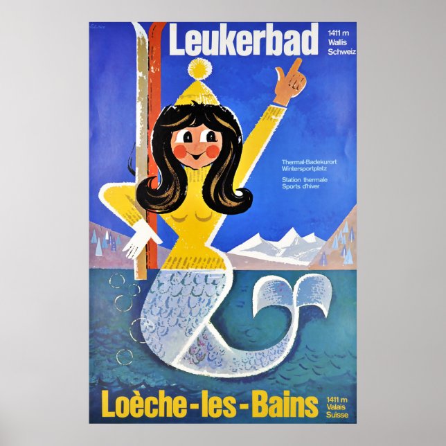Póster Leukerbad, estação termia, (Frente)