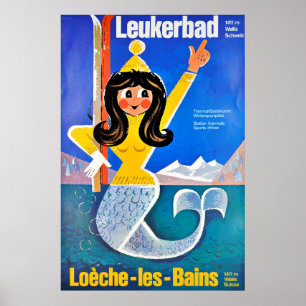 Póster Leukerbad, thermale da estação,