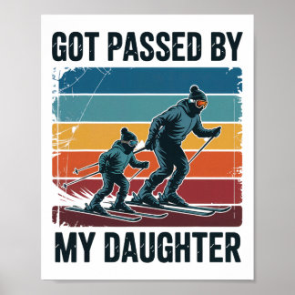 Poster Levado pela minha filha, esquiando engraçado, inve
