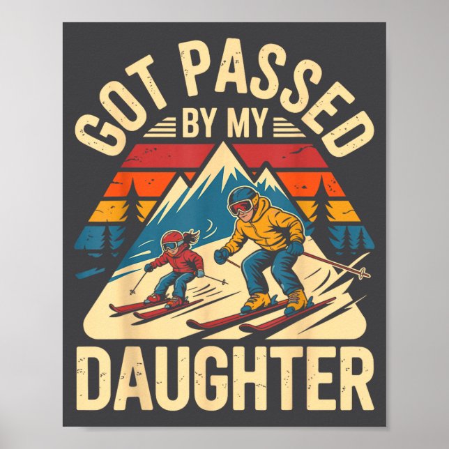 Poster Levado pela Minha Filha Pai de Esqui Engraçado Vib (Frente)