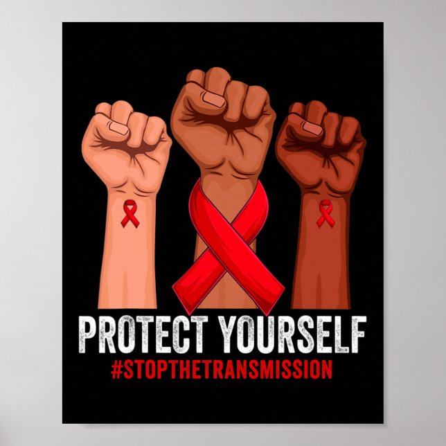 Poster Levando Mão Proteja-se Conscientização Hivaids Re (Frente)