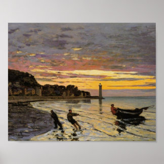 Póster Levando um barco a praia, Honfleur, por Claude Mon