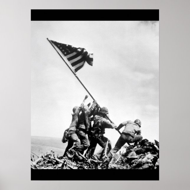 Póster Levantamento da bandeira na Imagem Iwo Jima_War (Frente)