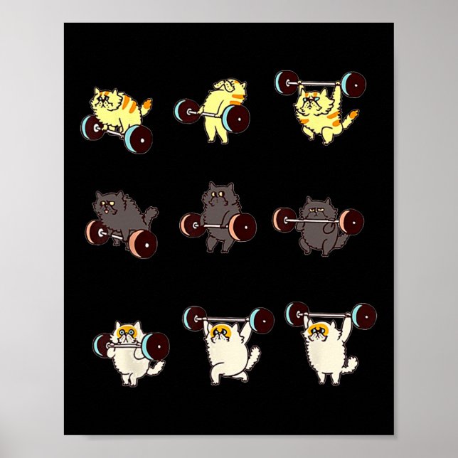Poster Levantamento De Peso De Gato Engraçado, Teto De Pr (Frente)