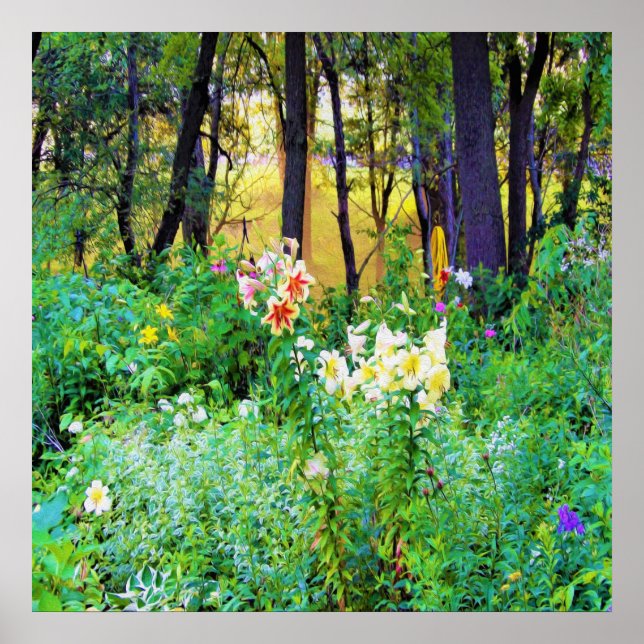 Poster Levantamento do Sol Brilhante com Lírios de Árvore (Frente)