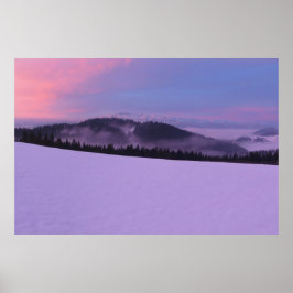 Poster Levantamento do sol do inverno nas montanhas de Pi