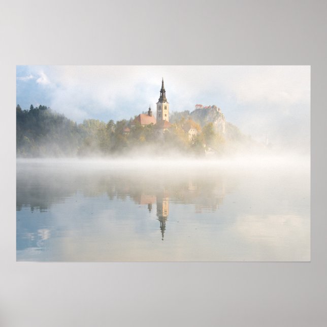 Poster Levantamento do sol no lago Bled (Frente)
