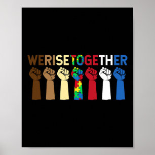 Poster Levantamos Juntos Quebra-cabeça Inspiração Autismo