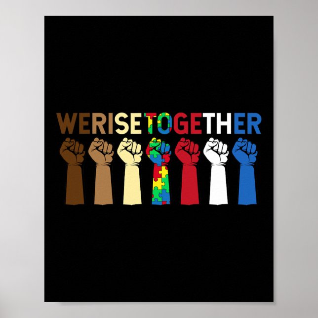 Poster Levantamos Juntos Quebra-cabeça Inspiração Autismo (Frente)