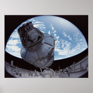 Póster Levantando o módulo de unidade do Shuttle Endeavo