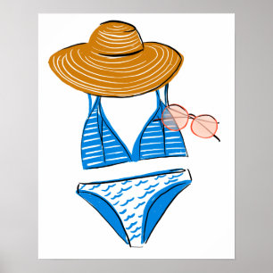 Poster Levante o sol - maiô azul