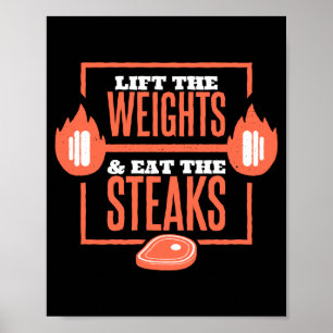 Poster Levante os pesos e coma os bifes churrasco carne