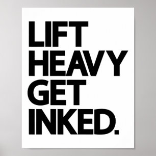 Poster Levante Pesado Amante de Tatuagem Treino Fitness