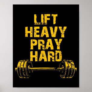 Poster Levante Pesado Reze Duro Treino Levantamento Crist