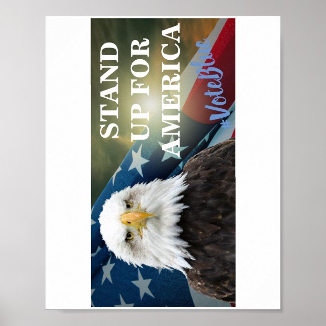 Poster LEVANTE-SE PARA A AMÉRICA #VoteBlue T-Shirt (Frente)