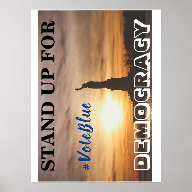 Poster LEVANTE-SE PARA A DEMOCRACIA #VoteBlue (Frente)