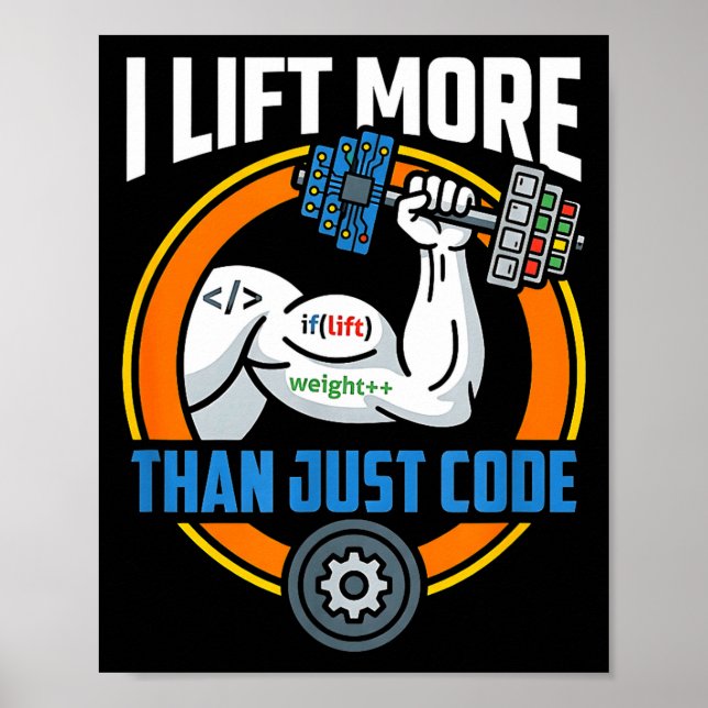Poster Levanto mais do que código engraçado programador d (Frente)