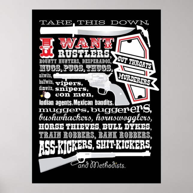 Poster Leve Isto Para Baixo Eu Quero Saddles Espancados (Frente)