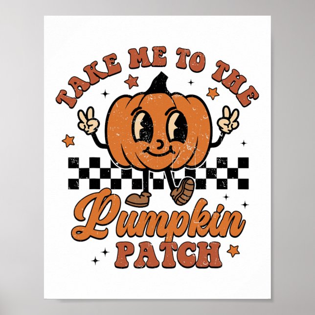 Poster Leve-Me Ao Patch De Abóbora Outono Queda Graças (Frente)