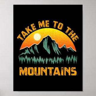 Poster Leve-me Para As Montanhas Estilo Vintage Sol Ao Ar