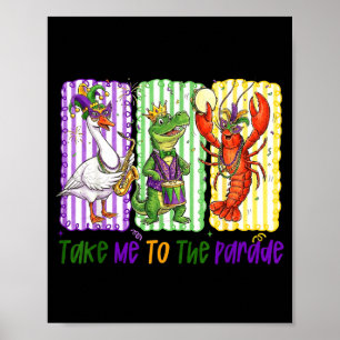 Poster Leve-me para o desfile do mardi gras jacaré lagost