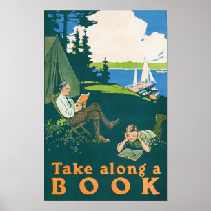 Poster Leve um livro junto (1910) pôster de camping por M