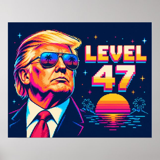 Poster Level 47 Neon Arcade Sunset Shades (Frente)