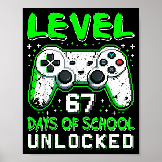 Poster Level 67 Days Of School Unlocked Boys 67th Day Of  (Frente)