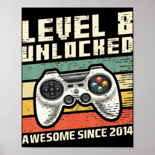 Poster Level 8 Unlocked Awesome 2014 Video Game 8th Birth