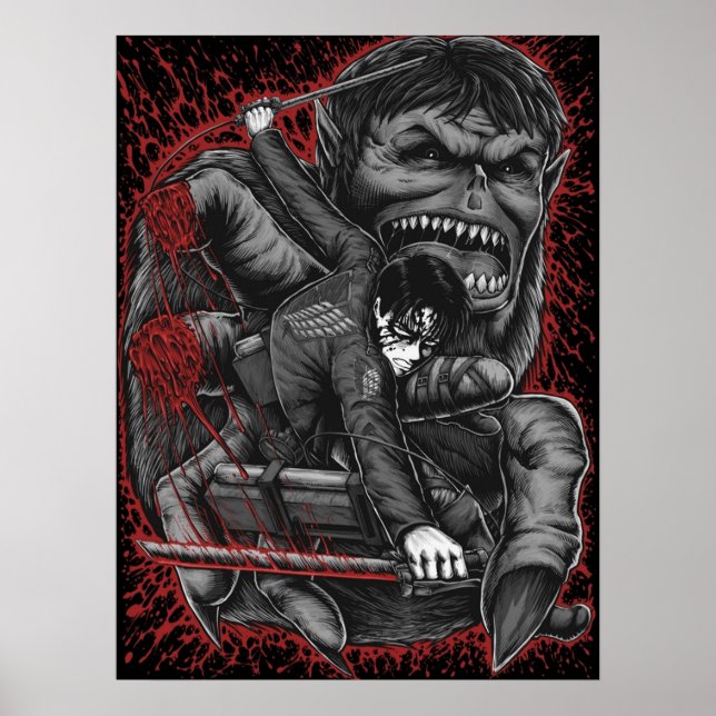 Poster Levi vs Beast Titan (Frente)