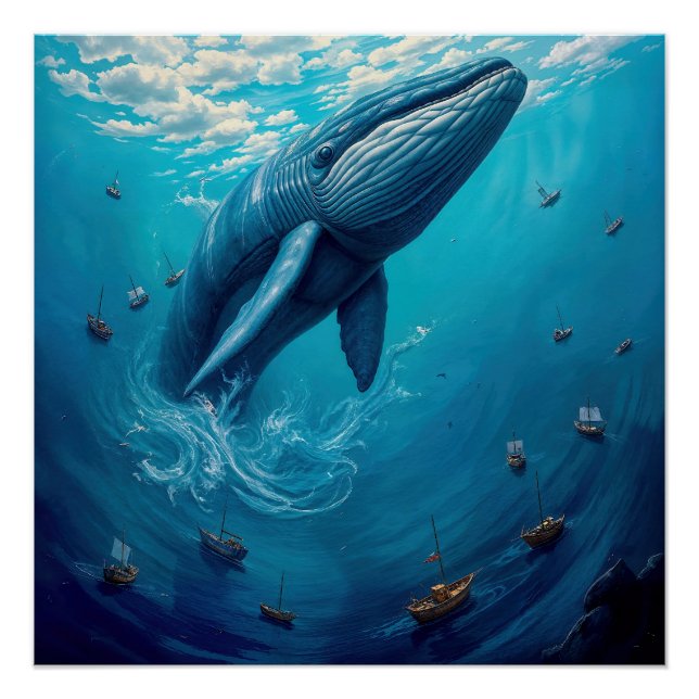 Póster Leviathan’s Flight to Freedom – Surreal Whale Art (Frente)