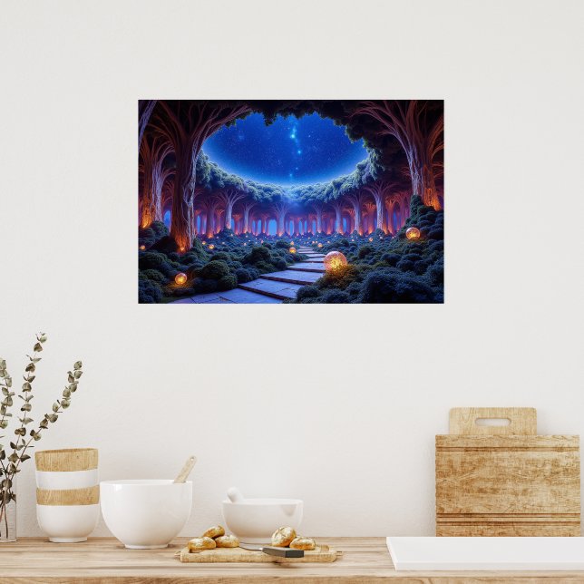 Poster Levitação mística de árvores em um jardim surreal (Cozinha)