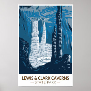 Poster Lewis e Clark Caverns Parque Estadual Montana Vint