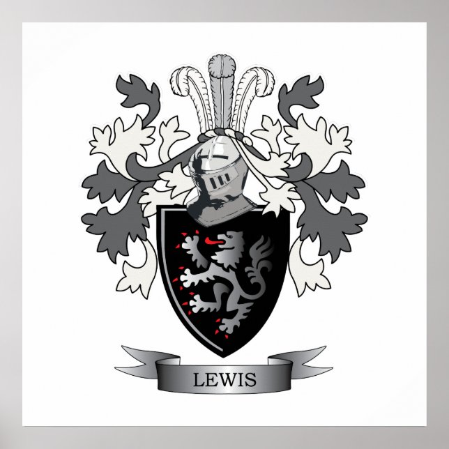 Póster Lewis Family Crest Casaco de Armas (Frente)
